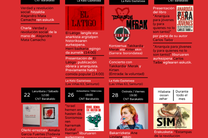 CNT Barakaldo eta Ateneo Lagun elkarteek Azaro Libertarioa 2025 aurkezten dute