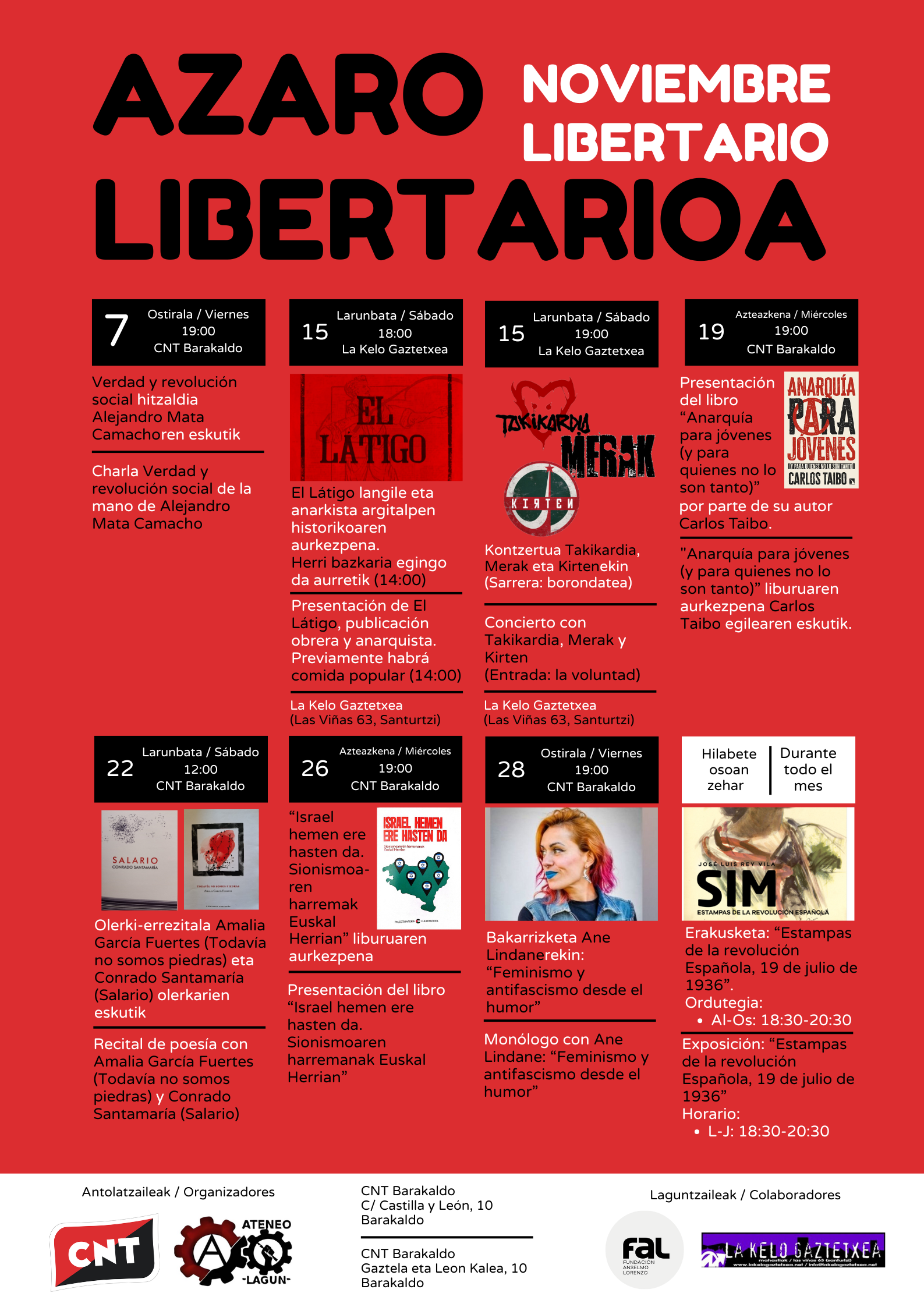 CNT Barakaldo y el Ateneo Lagun presentan el Noviembre Libertario 2025